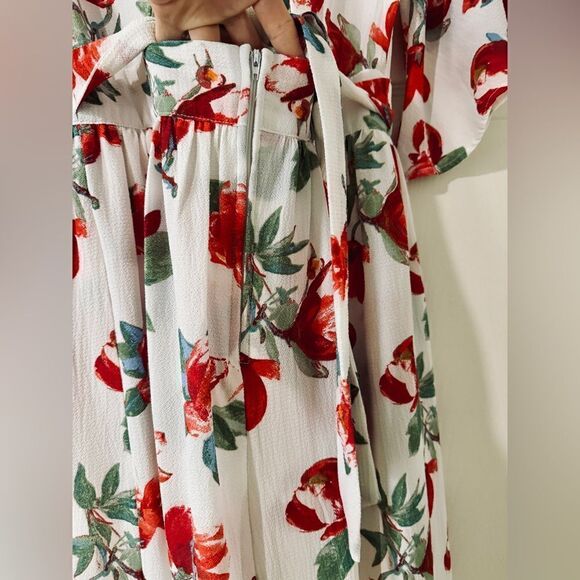 J for Justify Maxi Dress Shorts Romper Size M White Floral Romantic Bell Sleeve - Picture 8 of 8